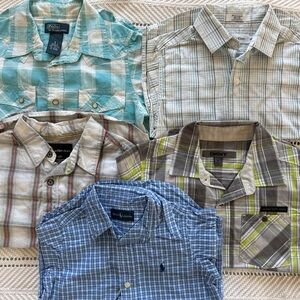 Ralph Lauren, Calvin Klein, DKNY  Blue and Gray  Plaid Casual Shirt